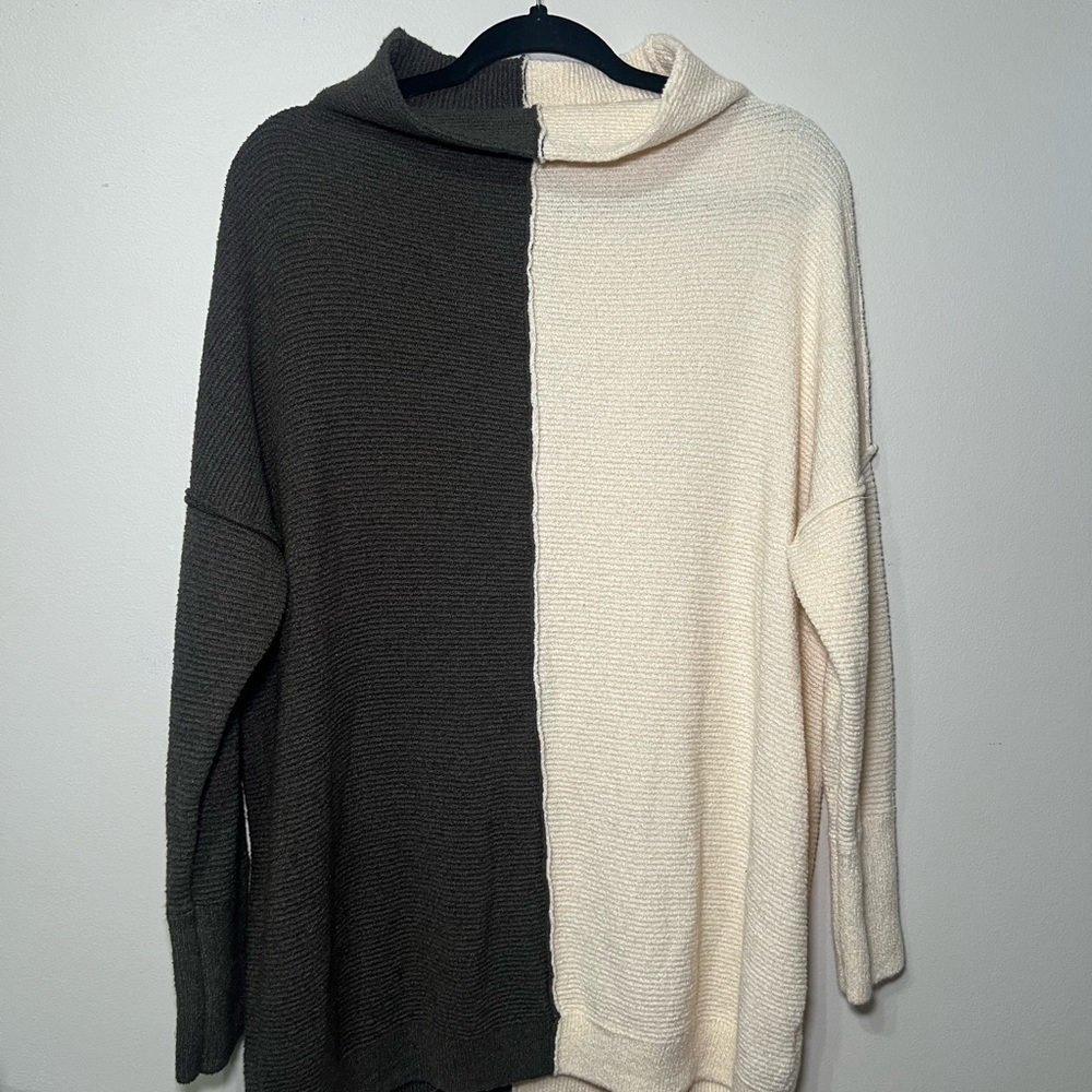 Two-Tone Black and Cream Women's Sweater